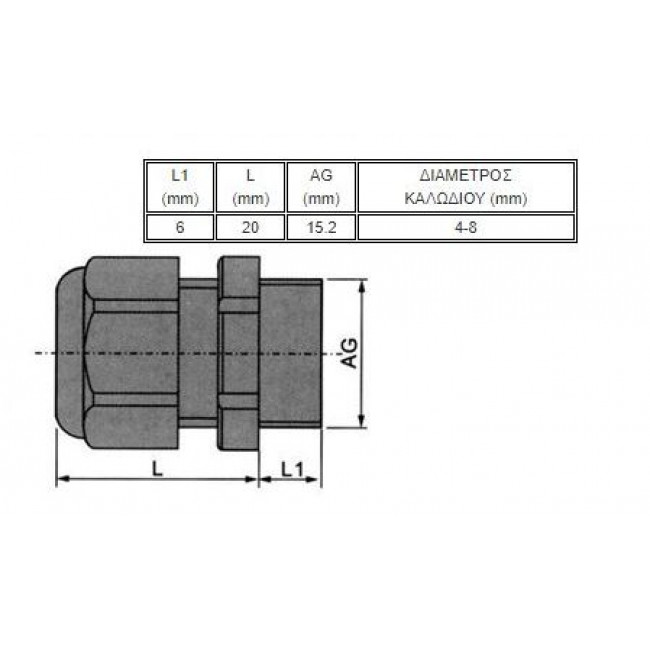 Στυπιοθλίπτης Καλωδίων PG9 Μεταλλικός Νικελ CHS
