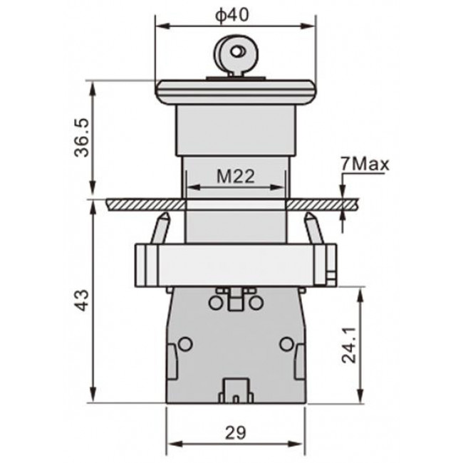 Μπουτόν Πόρτας Φ22 1NC Μανιτάρι Με Κλειδί 230V BS142 KND ELECTRIC