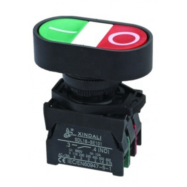 Μπουτόν Πόρτας Φ22 1NO+1NC Start-Stop 230V XDL31-EB8325 XINDALI