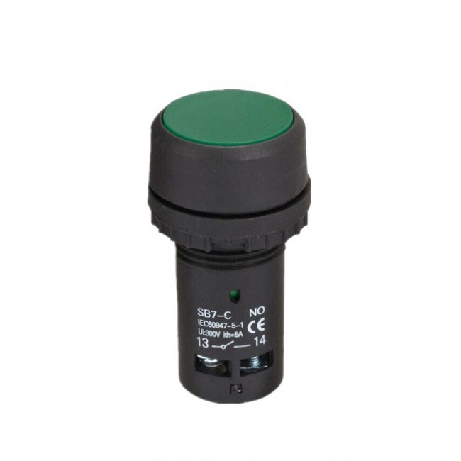 Μπουτόν Πόρτας Φ22 1NO+1NC Πράσινο 230V SB7-CA35 XINDALI