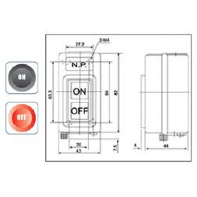 Μπουτονιέρα 2 Εντολών IP54 BS211B XINDALI