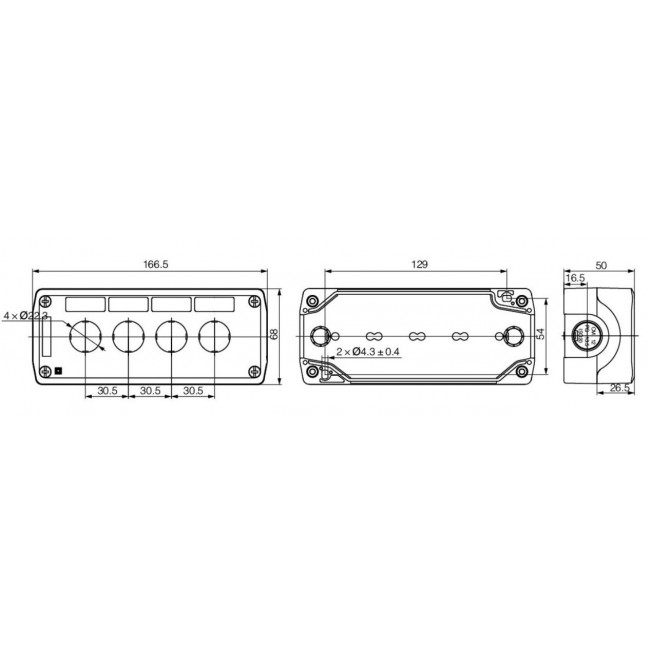 Επίτοιχο Κουτί 4 Θέσεων LA167 F-89 KND ELECTRIC