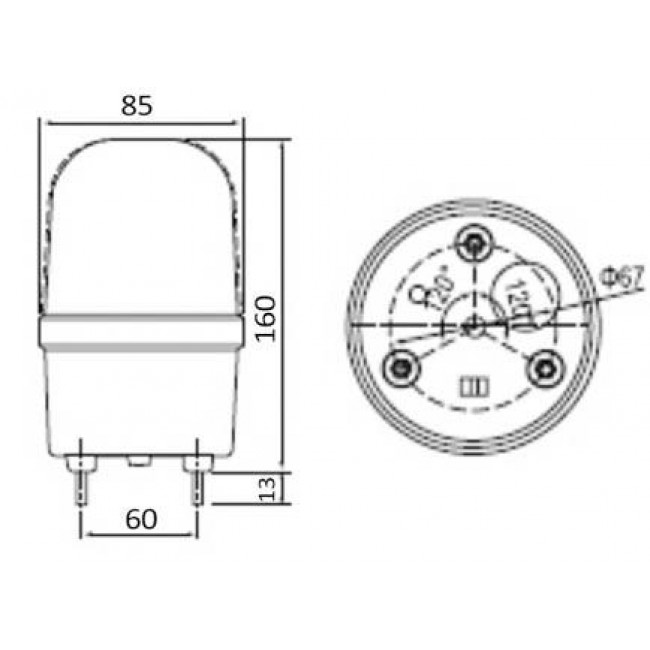 Φάρος LED Flash 12VDC 85x160mm Κίτρινος C-1101 CNTD