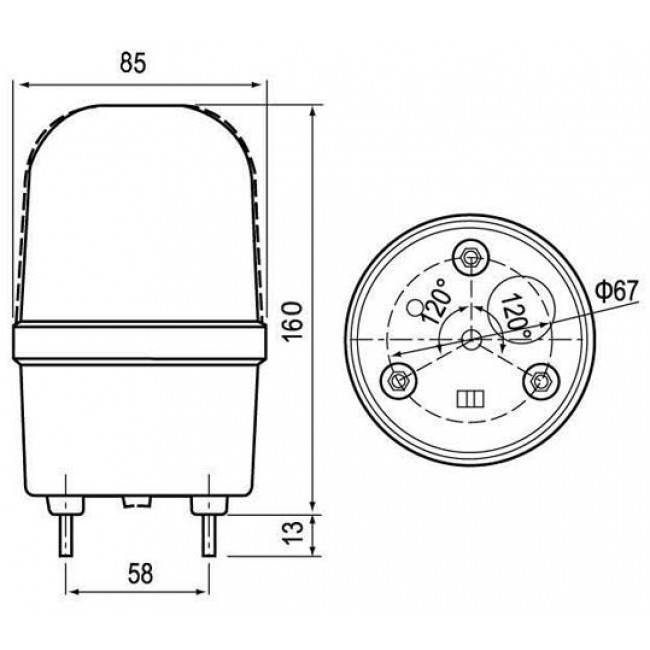 Φάρος LED Flash 230VAC 85x160mm Κόκκινος Με Buzzer C-1101 CNTD