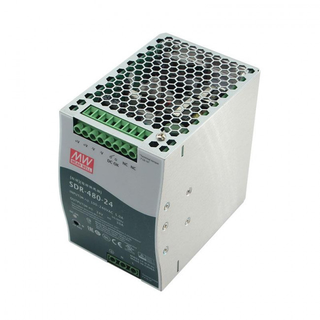 Τροφοδοτικό Ράγας 480W Με Έξοδο 48VDC 20A SDR480-48 MEAN WELL