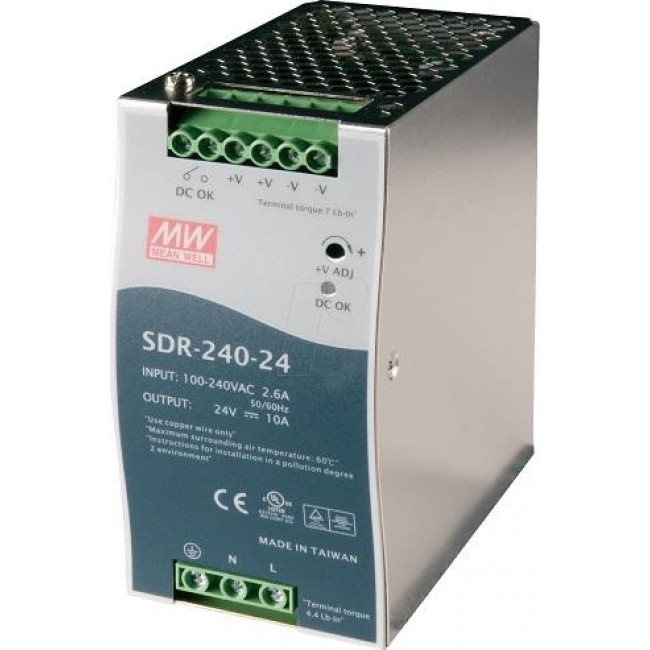 Τροφοδοτικό Ράγας 240W Με Έξοδο 48VDC 5A SDR240-48 MEAN WELL