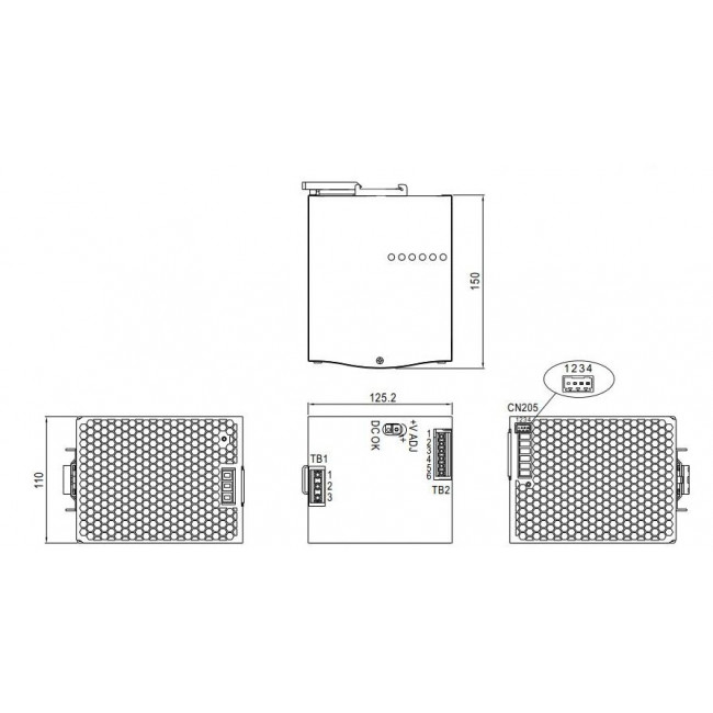 Τροφοδοτικό Ράγας 960W Με Έξοδο 48VDC 20A SDR960-48 MEAN WELL