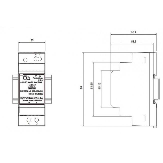 Τροφοδοτικό Ράγας 24W Με Έξοδο 12VDC 2A HDR30-12 MEAN WELL