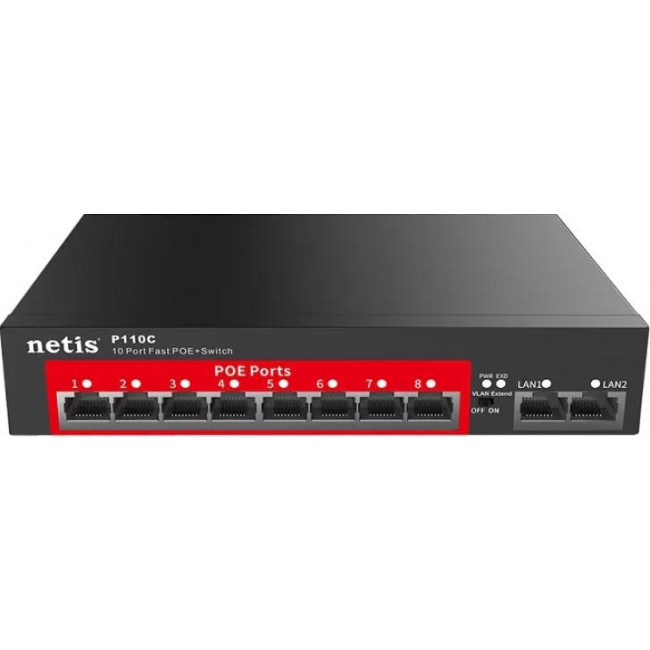Ethernet Switch 10P 100Mbps & PoE+ P110C NETIS
