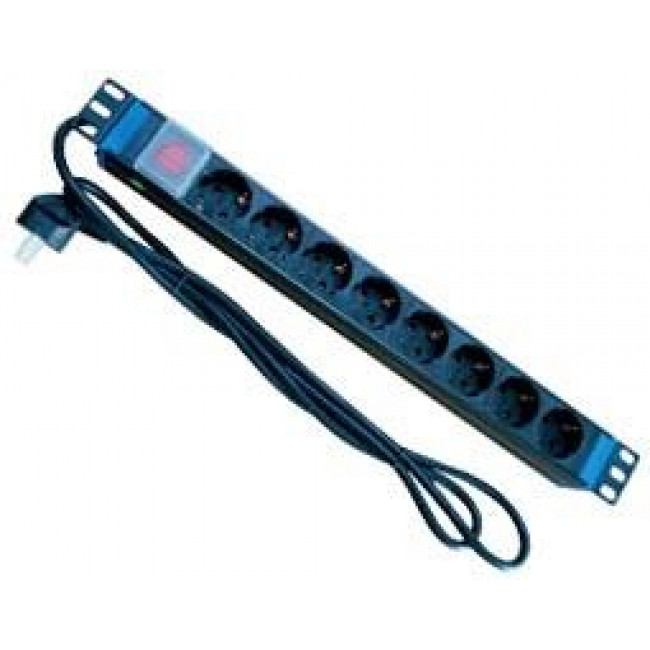 Πολύπριζο 1U 19" 8 Θέσεων Με Διακόπτη SW-1U8GKP SAFEWELL