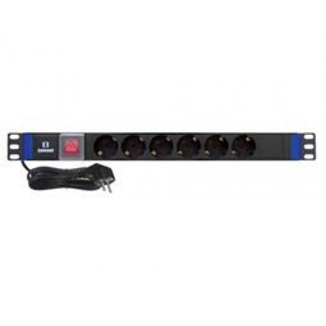 Πολύπριζο 1U 19" 6 Θέσεων Με Διακόπτη SW-1U6GKA SAFEWELL