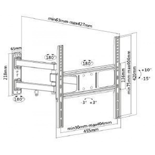 Βάση Τηλεορασης 32"-55"' 35Kg LPA52-443 BRATECK