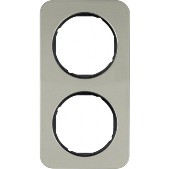 Πλαίσιο 2 Θέσεων Inox Με Μαύρο R.1 BERKER