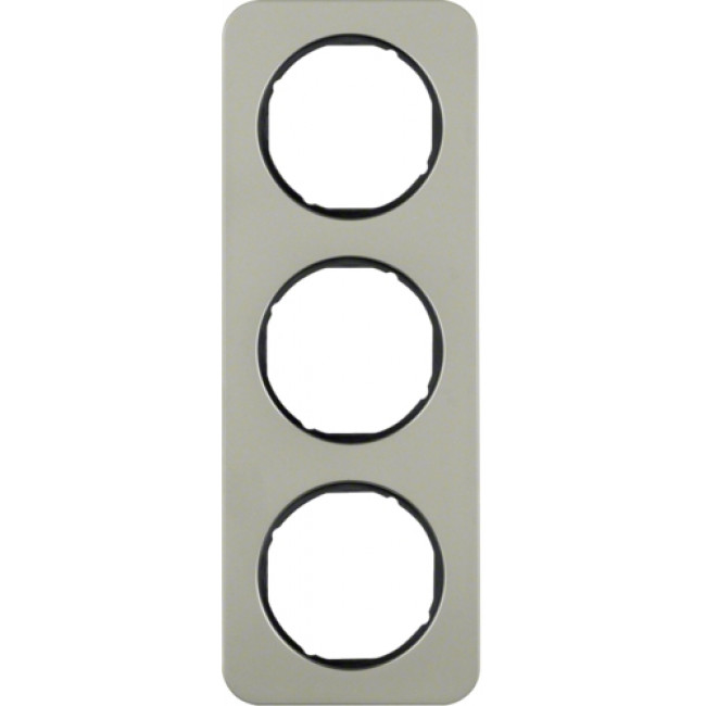 Πλαίσιο 3 Θέσεων Inox Με Μαύρο R.1 BERKER