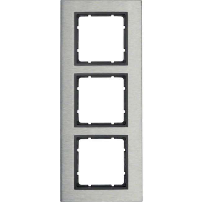 Πλαίσιο 3 Θέσεων Κάθετο Inox Με Ανθρακί B.7 BERKER