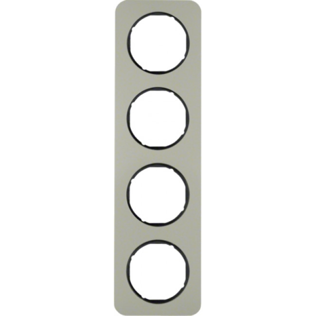 Πλαίσιο 4 Θέσεων Inox Με Μαύρο R.1 BERKER