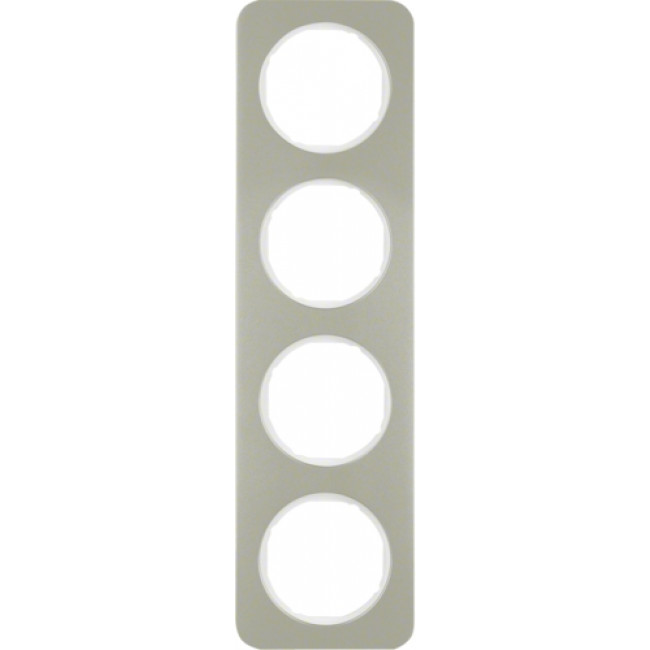 Πλαίσιο 4 Θέσεων Inox Με Λευκό R.1 BERKER