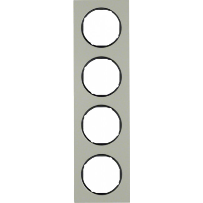Πλαίσιο 4 Θέσεων Inox Με Μαύρο R.3 BERKER