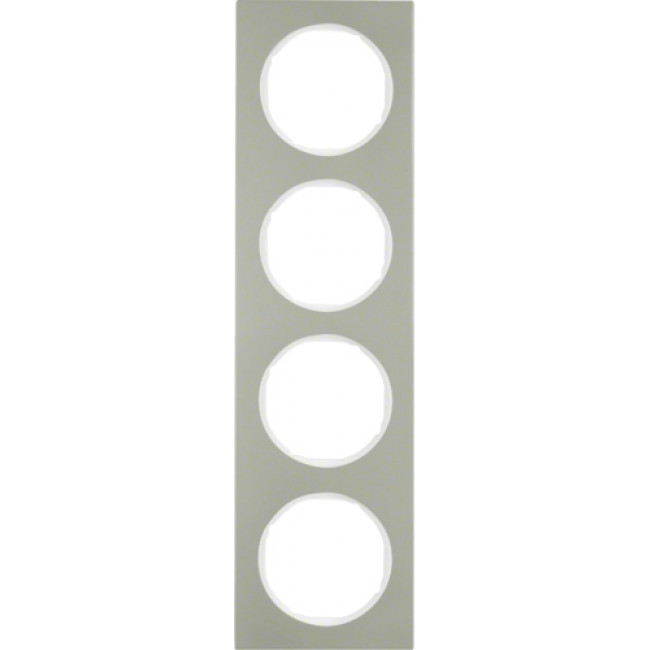 Πλαίσιο 4 Θέσεων Inox Με Λευκό R.3 BERKER
