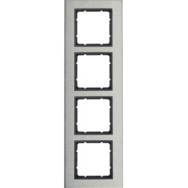 Πλαίσιο 4 Θέσεων Κάθετο Inox Με Ανθρακί B.7 BERKER