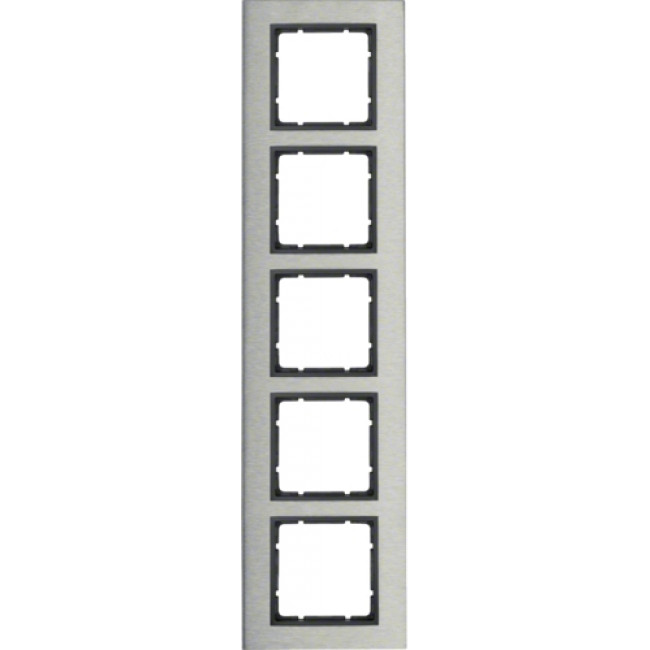 Πλαίσιο 5 Θέσεων Κάθετο Inox Με Ανθρακί B.7 BERKER