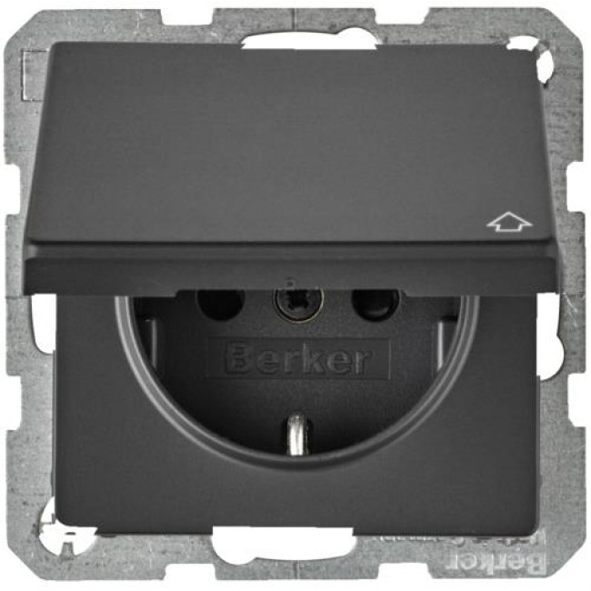 Πρίζα Σούκο Με Καπάκι Ανθρακί Q.x BERKER