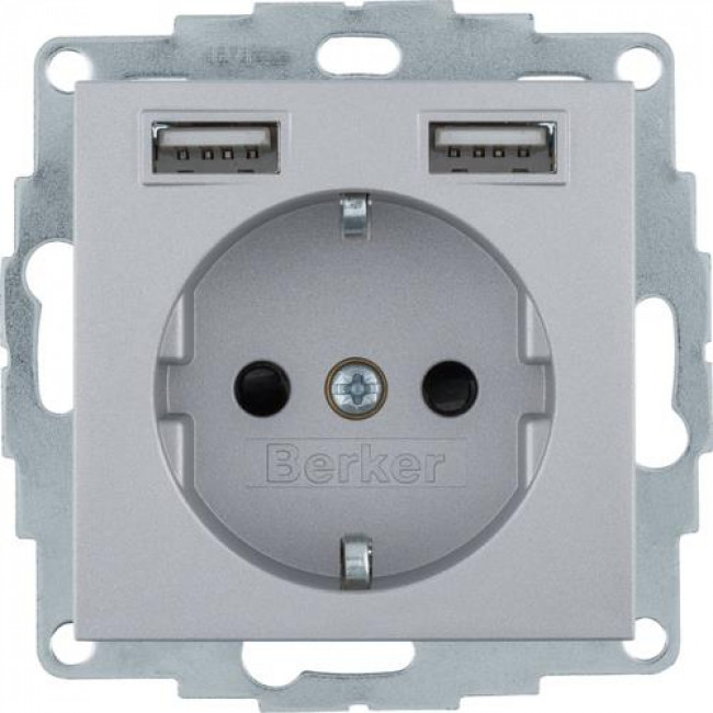 Πρίζα Σούκο Με Θύρες USB Αλουμίνιο S.1/B.x BERKER