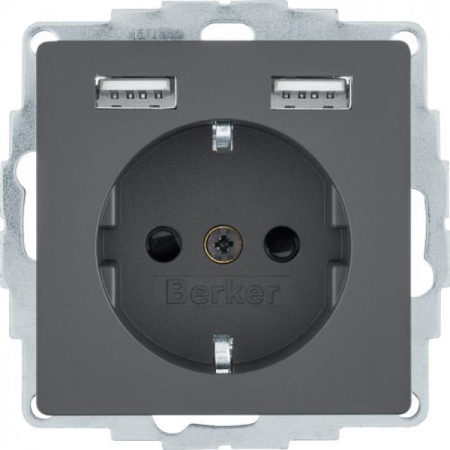 Πρίζα Σούκο Με Θύρες USB Ανθρακί Q.x BERKER