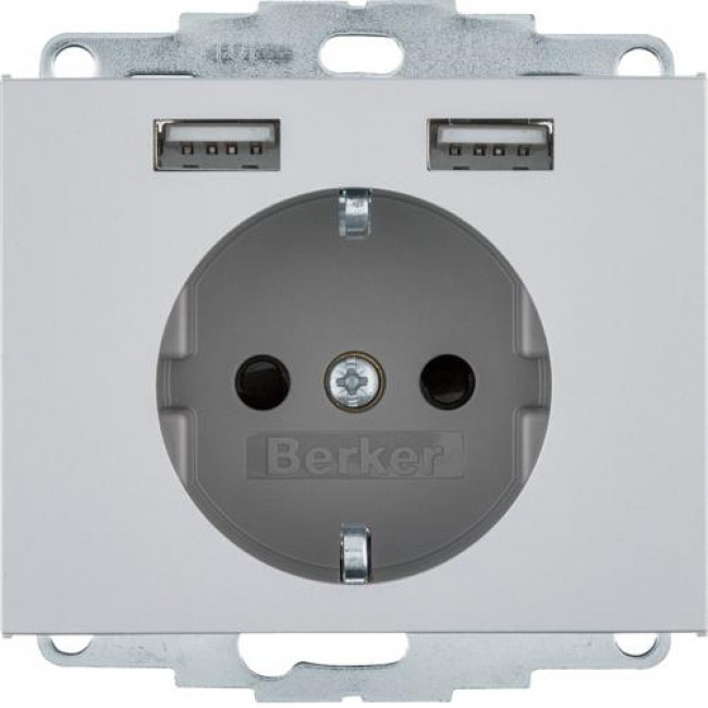 Πρίζα Σούκο Με Θύρες USB Αλουμίνιο K.5 BERKER