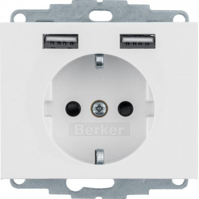Πρίζα Σούκο Με Θύρες USB Λευκό K.1 BERKER