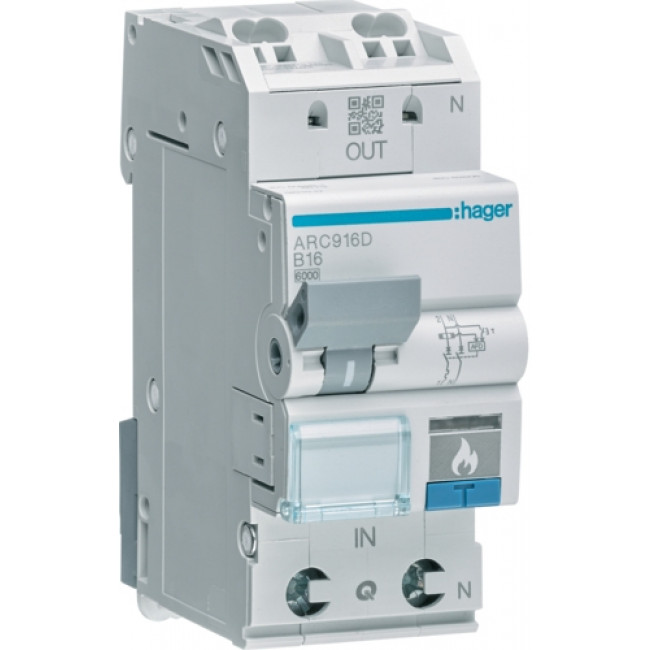 Αυτόματη Ασφάλεια 1Ρ+N B 16A 6kA Με Προστασία Τόξου ARC916D HAGER