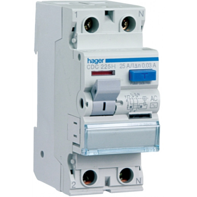 Ρελέ Διαρροής AC 2P 25A 30mA CDC225H HAGER