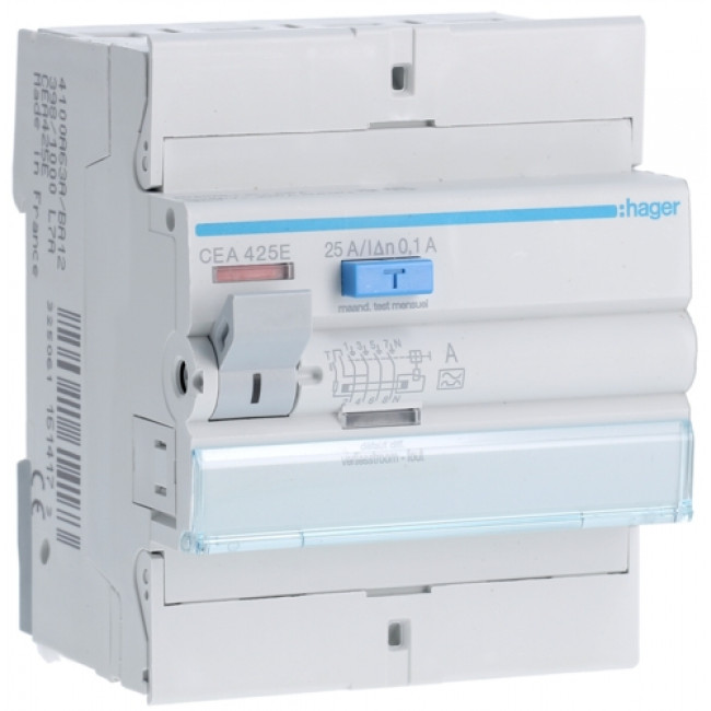 Ρελέ Διαρροής A 4P 25Α 100mA CEA425E HAGER