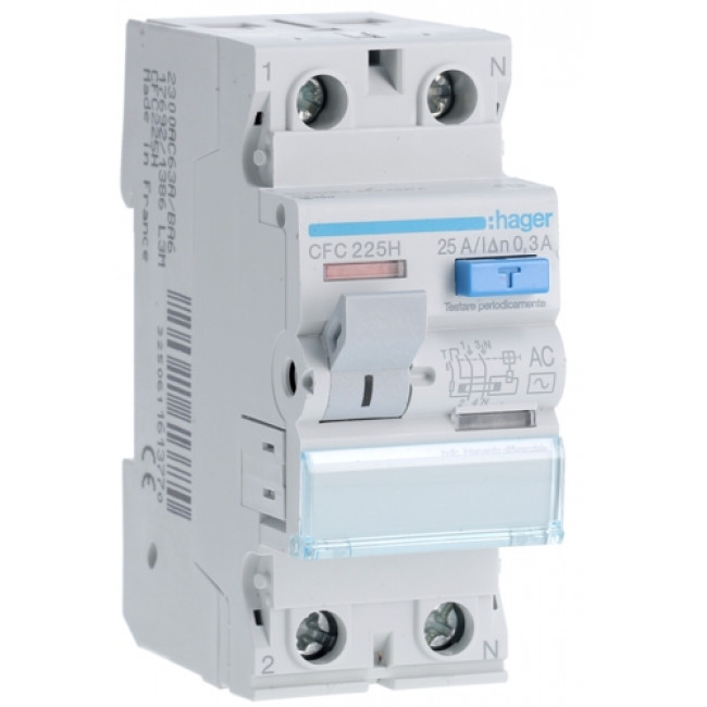 Ρελέ Διαρροής AC 2P 25A 300mA CFC225H HAGER