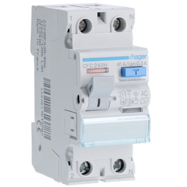 Ρελέ Διαρροής AC 2P 40A 300mA CFC240H HAGER