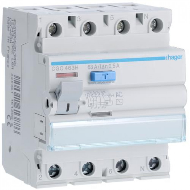 Ρελέ Διαρροης AC 4P 63A 500mA CGC463H HAGER