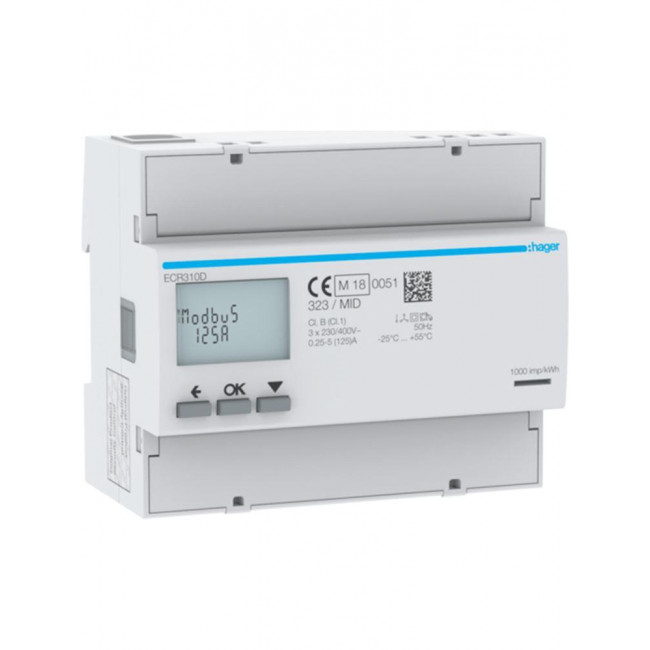 Μετρητής Ενέργειας Ράγας Τριφασικός 125A Modbus ECR310D  HAGER