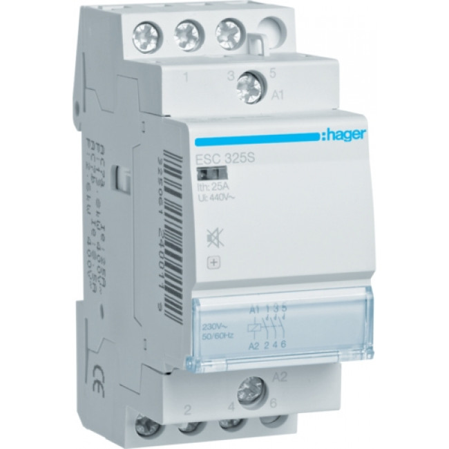 Ρελέ Ισχύος Ράγας 3P 25A 3NO 230V Αθόρυβος ESC325S HAGER