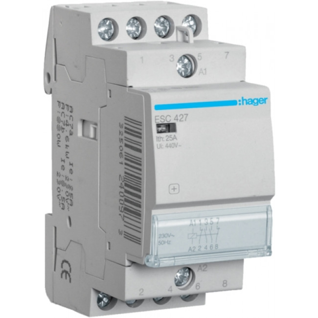 Ρελέ Ισχύος Ράγας 4P 25A 2NO+2NC 230V ESC427 HAGER