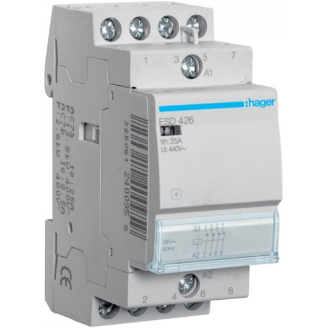Ρελέ Ισχύος Ράγας 4P 25A 4NC 24VAC ESD426 HAGER