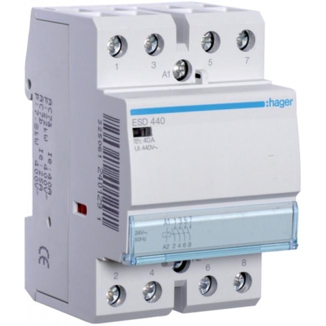 Ρελέ Ισχύος Ράγας 4P 40A 4NO 24VAC ESD440 HAGER