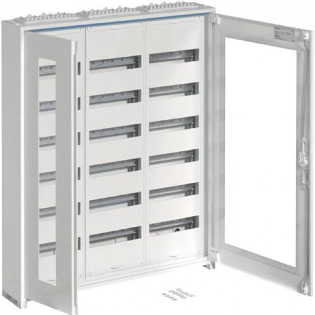 Πίνακας Επίτοιχος Με 3 Στήλες 6 Σειρών 216 Στοιχείων Διάφανη Πόρτα FWB63GS HAGER