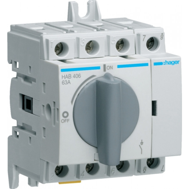 Διακόπτης Φορτίου 4P 63Α HAB406 HAGER