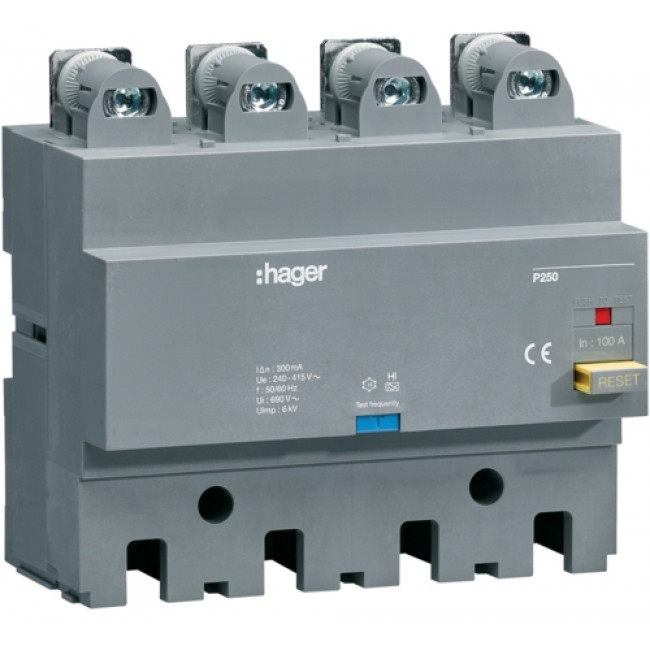 Ηλεκτρονόμος Διαρροής 4P 100A 300mA HBT100F HAGER