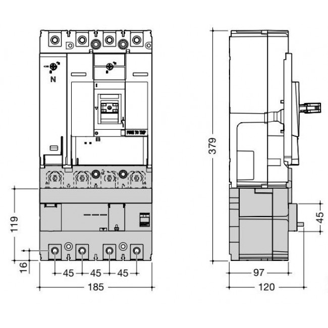 Ηλεκτρονόμος Διαρροής 4P 630A Ρυθμιζόμενο HBW630H HAGER