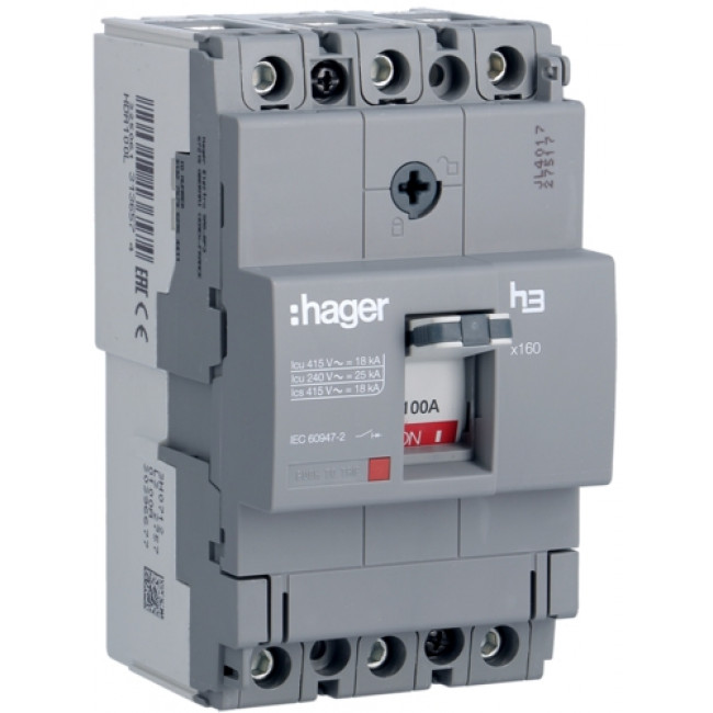 Αυτόματος Διακόπτης Ισχύος 3P 100A 18kA HDA100L HAGER