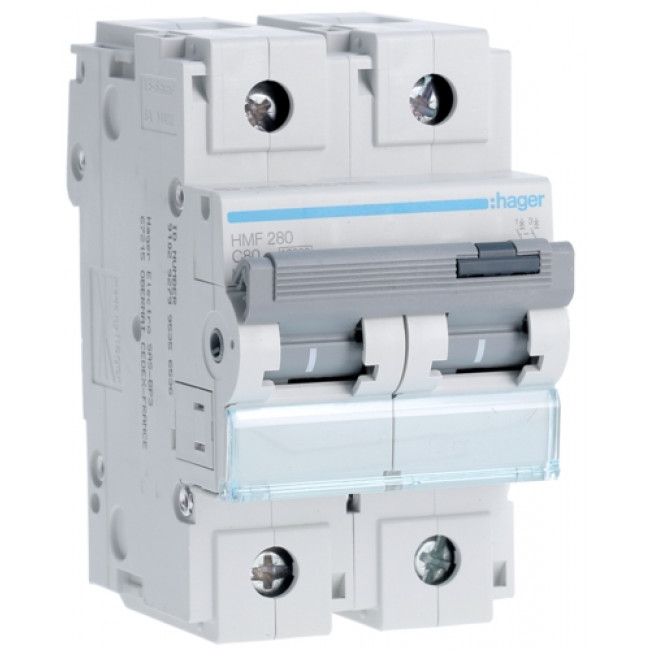 Αυτόματη Ασφάλεια 2P C 80A 10kA HMF280 HAGER