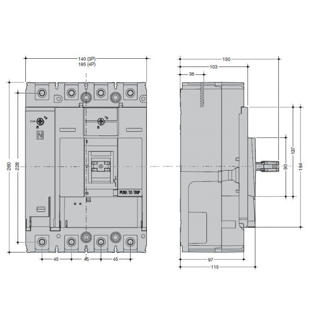 Αυτόματος Διακόπτης Ισχύος 4P 400A 50kΑ HMJ401DR HAGER