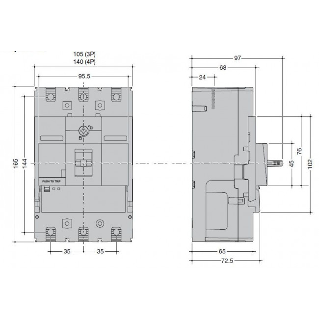 Αυτόματος Διακόπτης Ισχύος 3P 40A 50kA HMT040JR HAGER