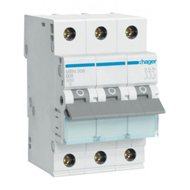 Αυτόματη Ασφάλεια 3P B 6A 6kA MBN306 HAGER